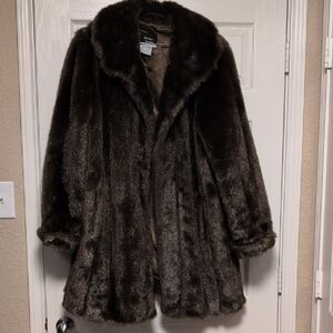 Dennis Basso Dark Brown Faux Fur Jacket